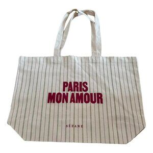 SEZANE Paris Mon Amour Cotton Tote Bag - NEW
